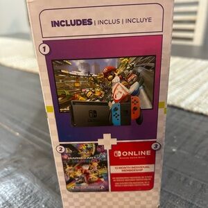 Nintendo Switch Console with Neon Red and Blue Joy-Con